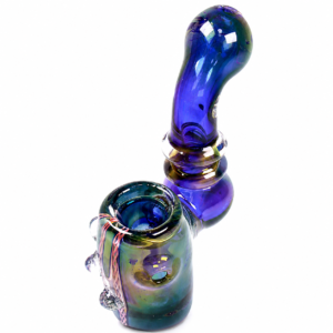Handcrafted Blue Fumed Glass Sherlock Bubbler