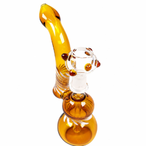 Amber Stripe Glass Bubbler with Matching Bowl