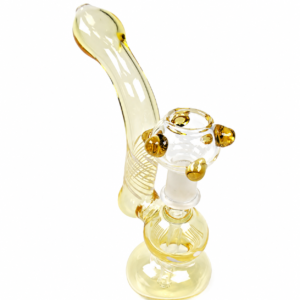 Golden Honey Glass Bubbler with Matching Bowl