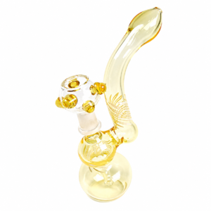 Golden Honey Glass Bubbler with Matching Bowl