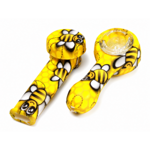 Silicone Spoon Pipes w/ Cap (Various Colors) (Graffiti Design)