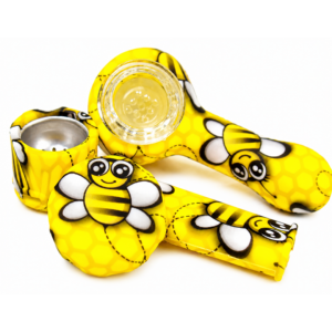 Silicone Spoon Pipes w/ Cap (Various Colors) (Graffiti Design)
