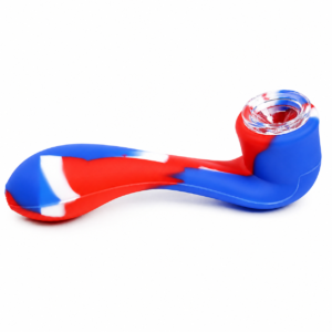 6″ Silicone Round Glass Bowl Sherlock Pipe (American Tye Dye)